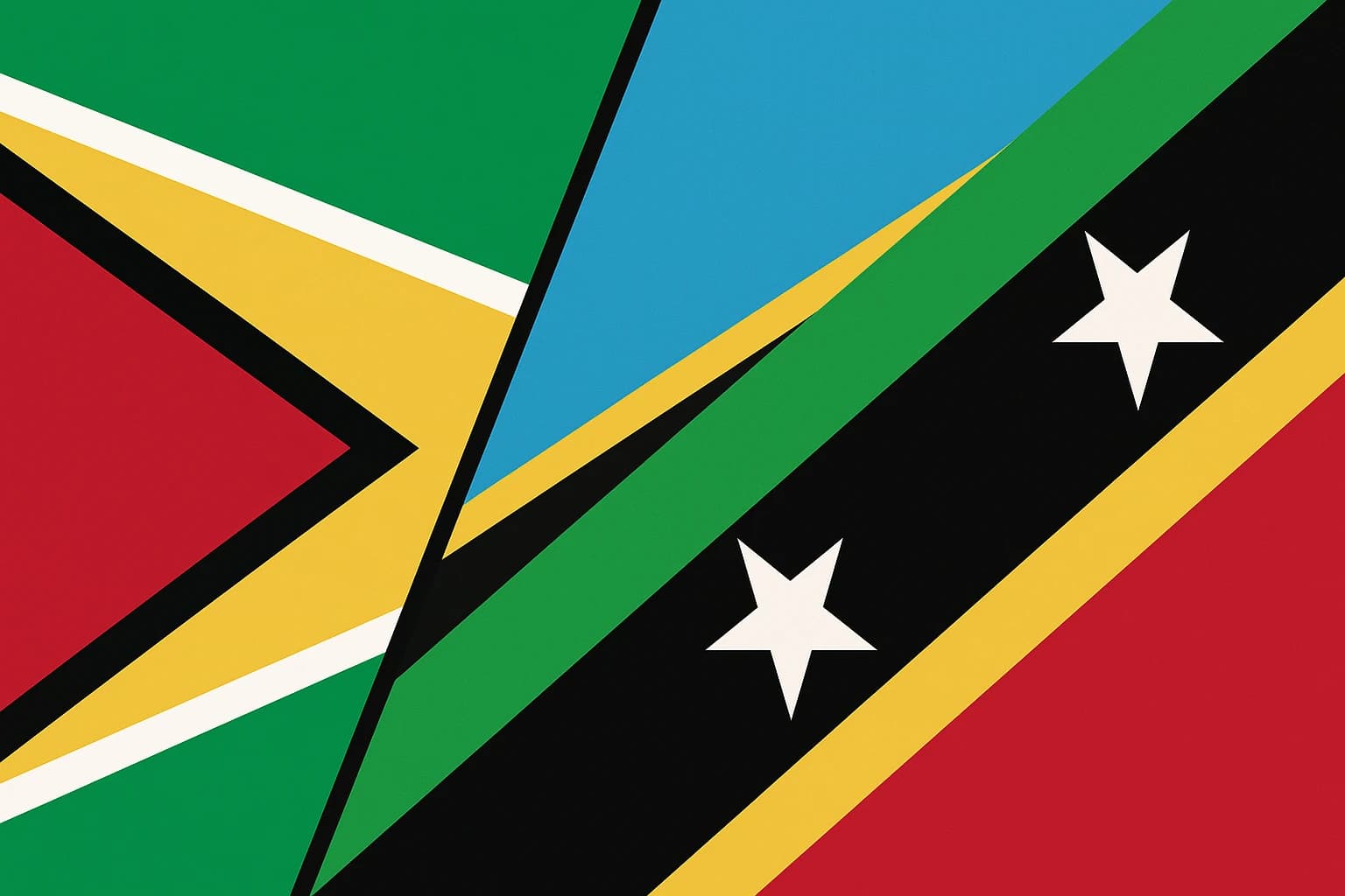 Diagonal Lines and Divided Futures: How Guyana, Tanzania, and Saint Kitts and Nevis Used Slashes to Tell Stories of Struggle